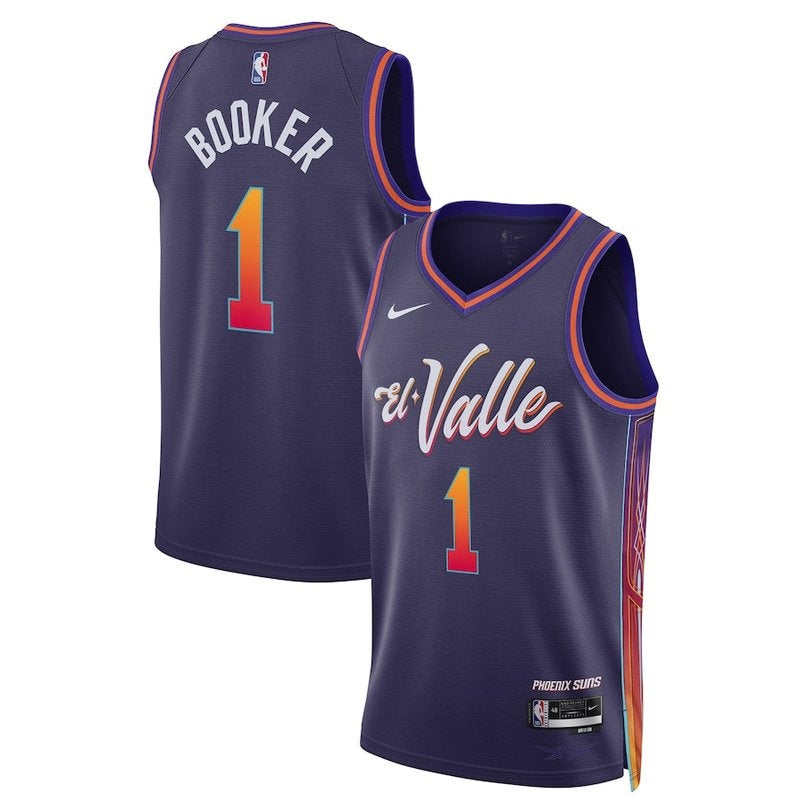 Camisa NBA Devin Booker - Phoenix Suns - 23/24 - Roxo - Edição Cidade