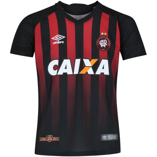 Camisa do Atlético-PR I 2017 nº 10 Umbro - Listras Preta e Vermelha
