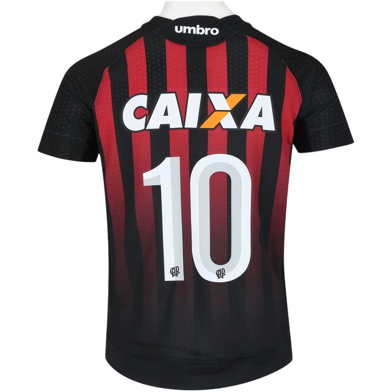 Camisa do Atlético-PR I 2017 nº 10 Umbro - Listras Preta e Vermelha